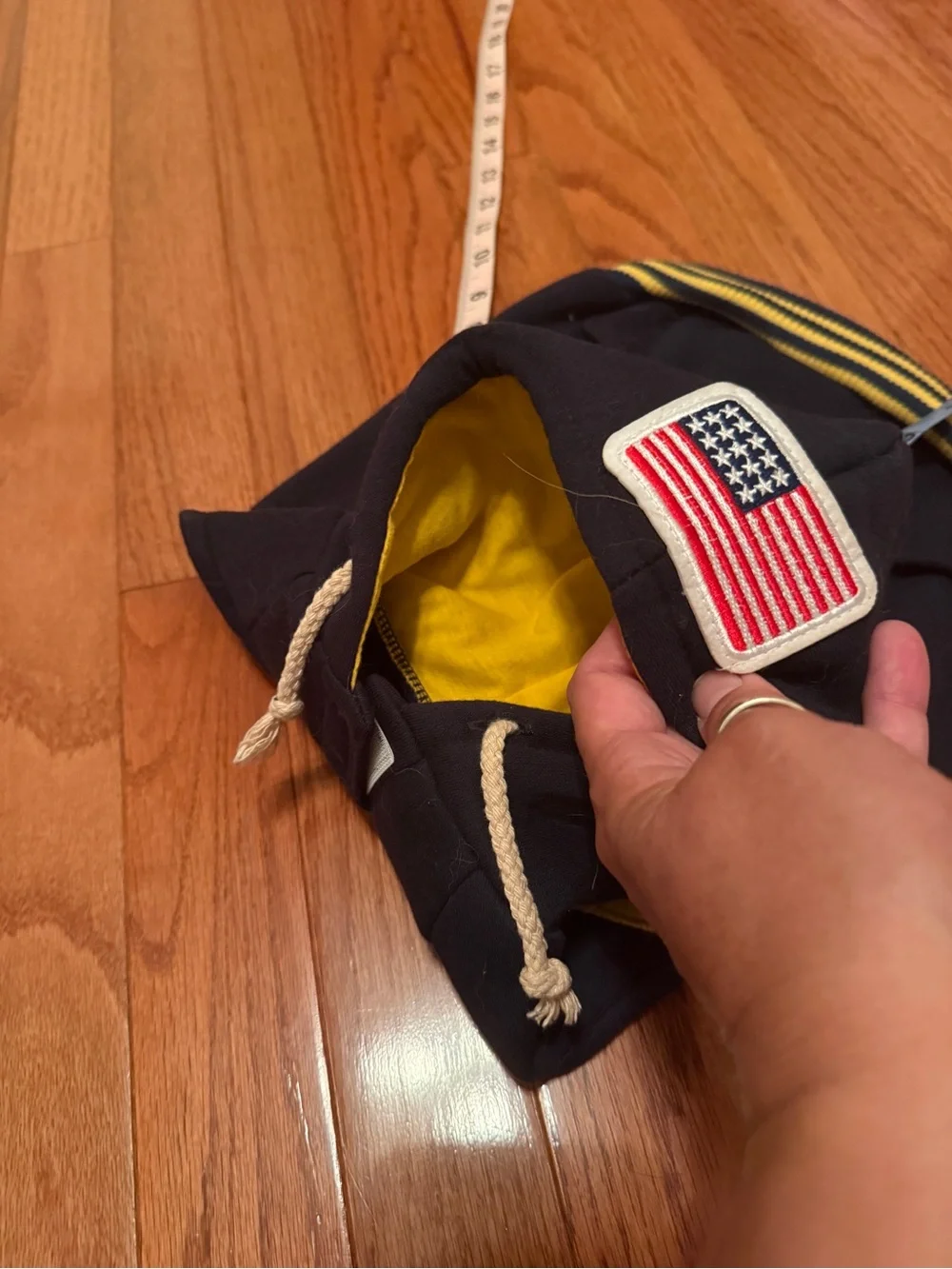 Pet Navy Hoodie with Yellow USA Appliqué